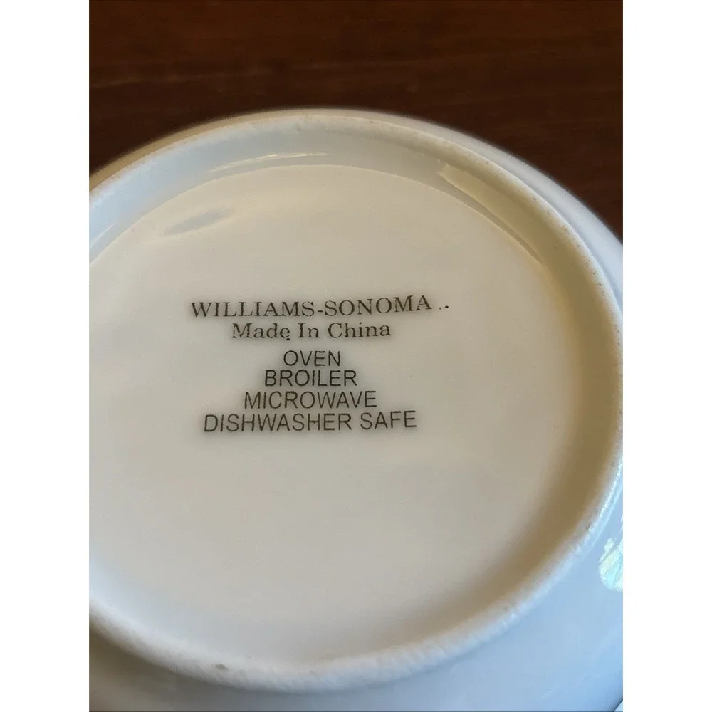 1- Williams Sonoma Soup bowl Essential White 2 Double Handle‎ Small Casserole